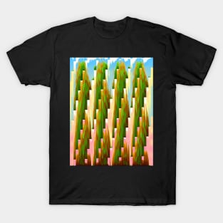 Pineapple Tropical Sunset Glitch Art T-Shirt